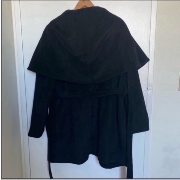 T TAHARI Wool Blend Belted Wrap Coat - Black - Picture 9 of 12